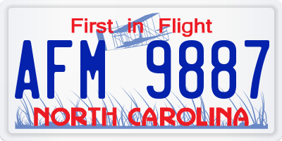 NC license plate AFM9887