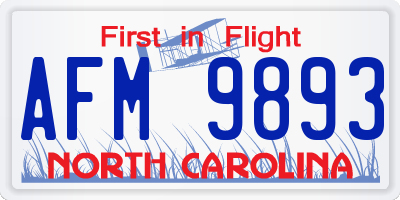 NC license plate AFM9893