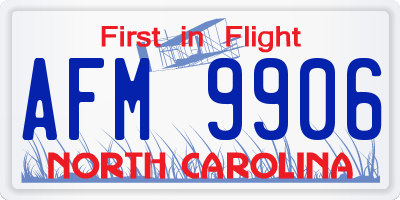 NC license plate AFM9906