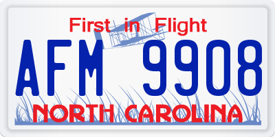 NC license plate AFM9908