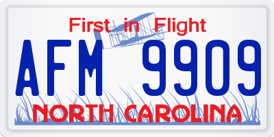 NC license plate AFM9909