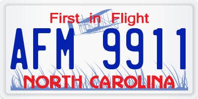 NC license plate AFM9911