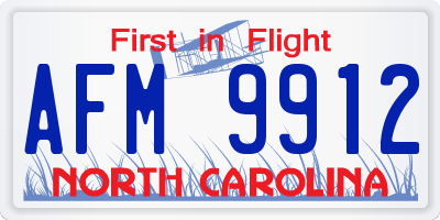 NC license plate AFM9912