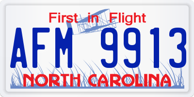 NC license plate AFM9913
