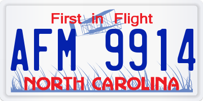 NC license plate AFM9914