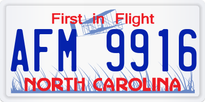 NC license plate AFM9916