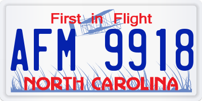 NC license plate AFM9918