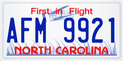 NC license plate AFM9921