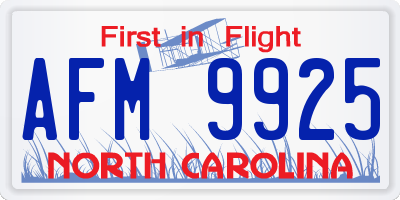NC license plate AFM9925