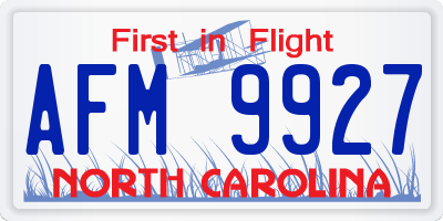 NC license plate AFM9927