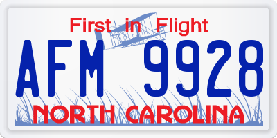 NC license plate AFM9928