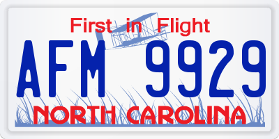 NC license plate AFM9929
