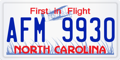 NC license plate AFM9930