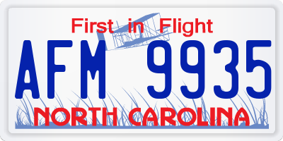 NC license plate AFM9935
