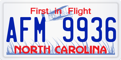 NC license plate AFM9936