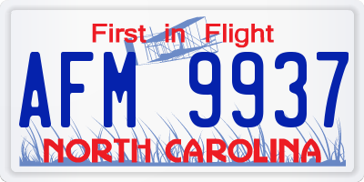 NC license plate AFM9937