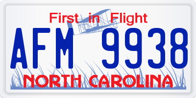 NC license plate AFM9938