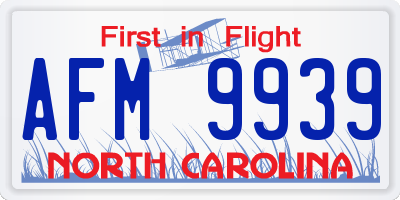 NC license plate AFM9939