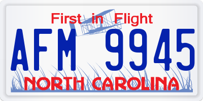 NC license plate AFM9945