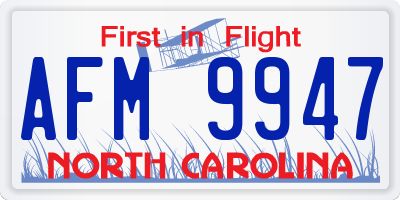NC license plate AFM9947