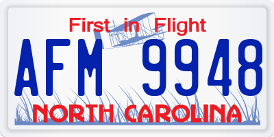 NC license plate AFM9948