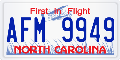 NC license plate AFM9949