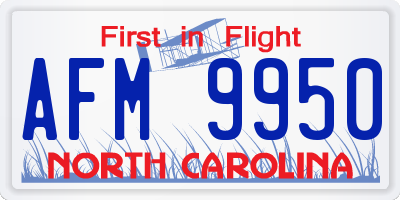NC license plate AFM9950
