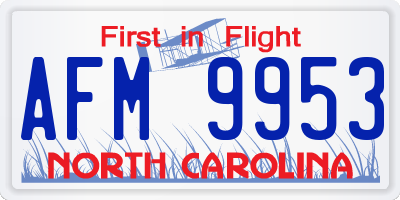 NC license plate AFM9953