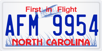 NC license plate AFM9954