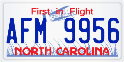 NC license plate AFM9956