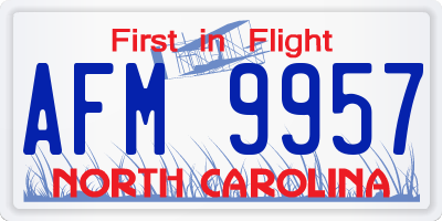 NC license plate AFM9957