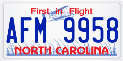 NC license plate AFM9958