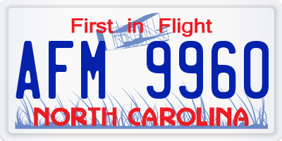 NC license plate AFM9960