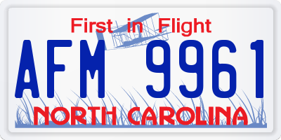 NC license plate AFM9961