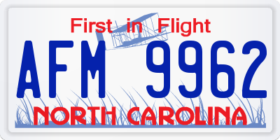 NC license plate AFM9962