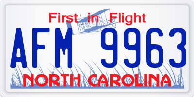 NC license plate AFM9963