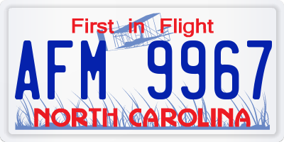 NC license plate AFM9967