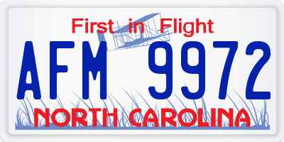 NC license plate AFM9972