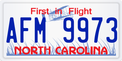 NC license plate AFM9973