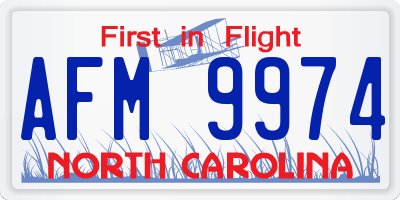 NC license plate AFM9974