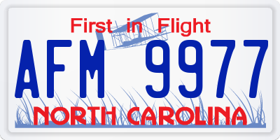 NC license plate AFM9977