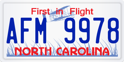 NC license plate AFM9978