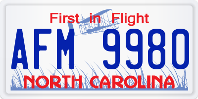 NC license plate AFM9980