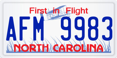 NC license plate AFM9983
