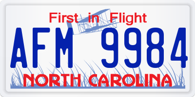 NC license plate AFM9984