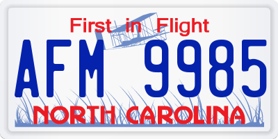 NC license plate AFM9985