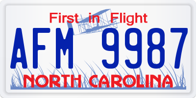 NC license plate AFM9987