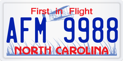 NC license plate AFM9988