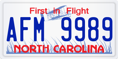 NC license plate AFM9989