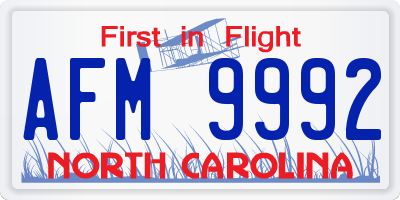 NC license plate AFM9992